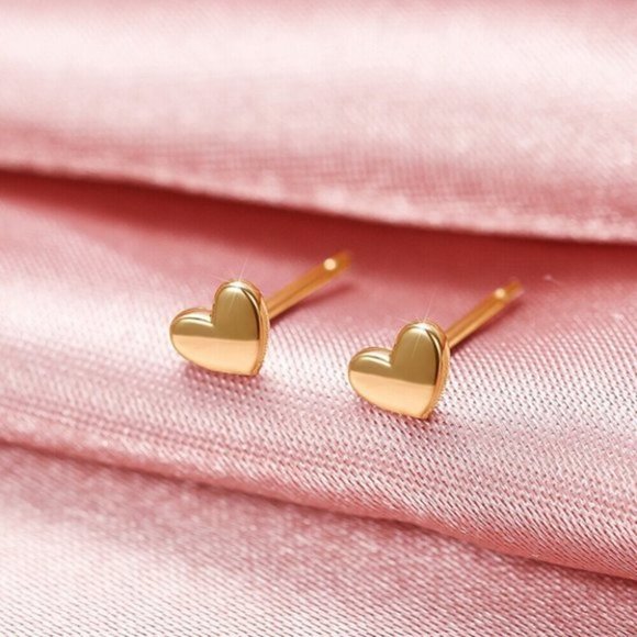 Other - New 14k Yellow Gold/925 Silver Small Heart Studs